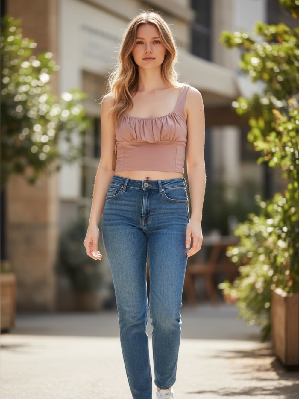 Aritzia Wilfred Dusty Rose Ruffle Crop Tank Top Women's Size L